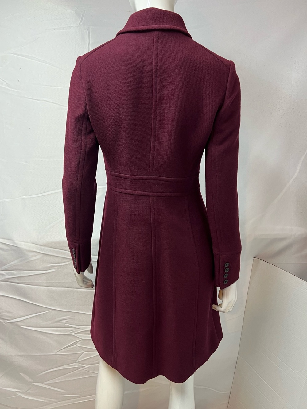 J.Crew Women’s Size 2 Deep Plum Wool Lady Day Pea Coat - Picture 4 of 11